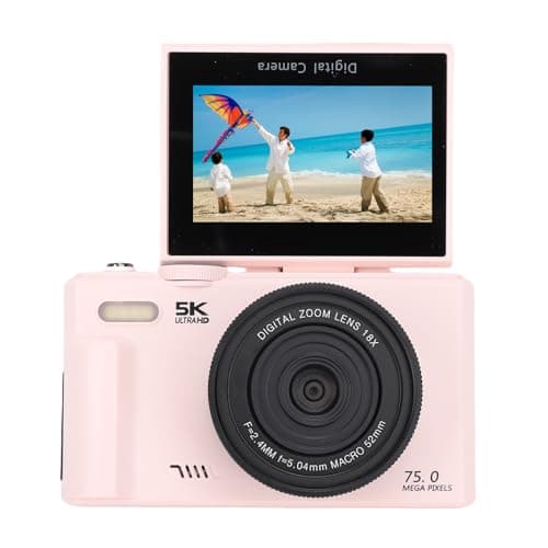 Jiawu Digital Camera for Photography, 5K 75MP Autofocus Vlog Camera with 3 Inch 180° Flip Screen, 18X Digital Zoom Point and Shoot Cam, Mini Video Cameras for Teens Adults Seniors - Image 1