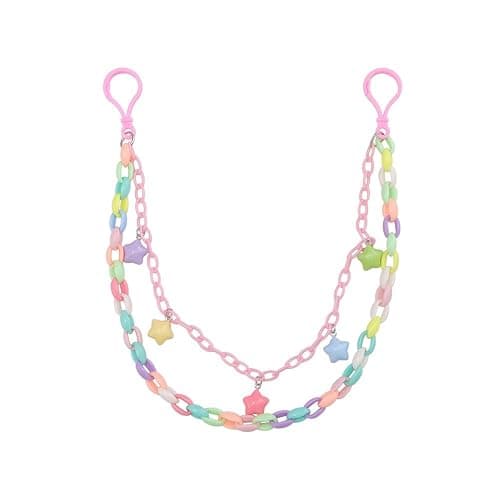 Y2k Cute Rainbow Stars Charm Acrylic Pants Trousers Chain for Women Men Lovely Colorful Star Layered Creative Rock Wallet Belt Pocket Waist Jeans Belly Chains Candy Color Backpack Body Accessories - Image 1