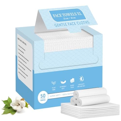 Disposable Face Towel XL, 10"×12" Biodegradable Face Towels, Super Soft & Thick Face Wipes, Makeup Remover Wipes, Clean Facial Cloths for Sensitive Skin, 50 Count Value Pack - Image 1