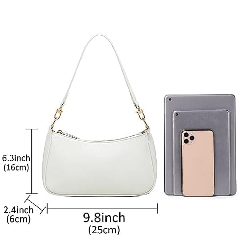 Y2K Shoulder Bag for Women PU Leather Handbag Classic Clutch Small 90s Purse (White) thumbnail 5