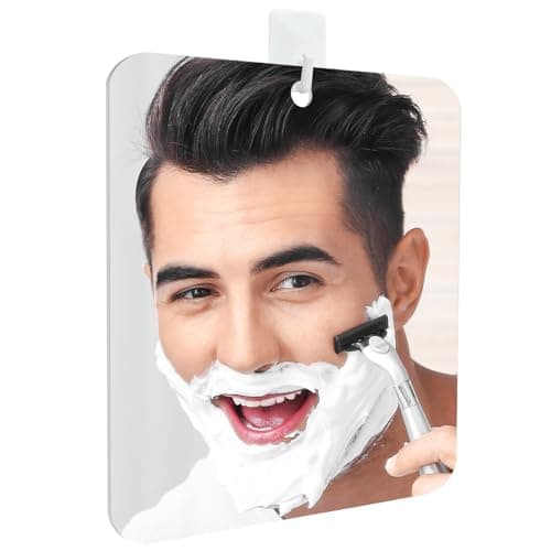 Shower Mirror Fogless for Shaving, Fogless Mirror for Shower with 1 Adhesive Hooks, Bathroom Shatterproof Shaving Mirror - for Men and Women (Silver) - Image 1