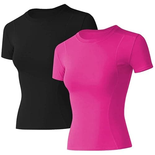 Loovoo Women Workout Shirts 1/2/3 Pack Athletic Compression Tee Dry Fit Yoga Gym Basic Tops - Image 1