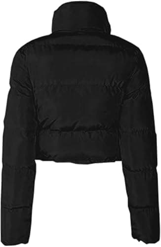 Ebifin Womens Cropped Lightweight Quilted Jackets Full Zipper Warm Coats Winter Stand Collar Drawstring Outerwears thumbnail 3