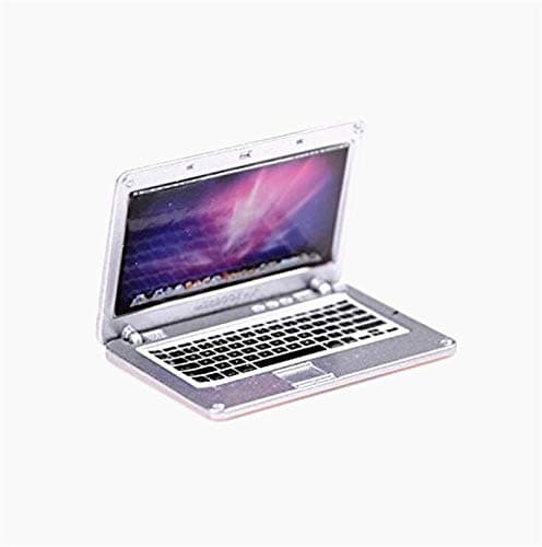 EatingBiting 2 Pack 1:12 mini House Miniature Home Living Room Mini Laptops Notebook Computers Screen Mini Laptop Miniature Scene Model Scale Accessories Black + Silver thumbnail 6