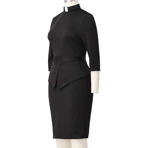 BLESSUME Catholic Church Women Clergy Tab Collar Dress Mass Sheath Dress thumbnail 4