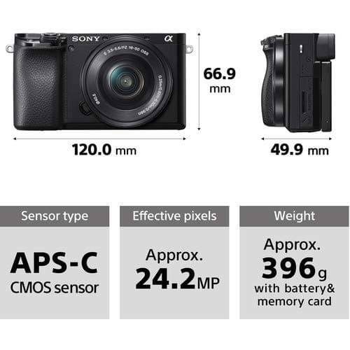 Sony Alpha A6100 Mirrorless Camera with 16-50mm Zoom Lens, Black (ILCE6100L/B) thumbnail 3