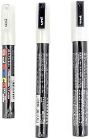 Uni POSCA White Fine Paint Marker Pens, 3 Different Point Sizes per Pack: PC-1M(0.7 mm), PC-3M(0.9~1.3 mm), PC-5M(1.8~2.5 mm) - total 3 pens - Made in Japan thumbnail 3
