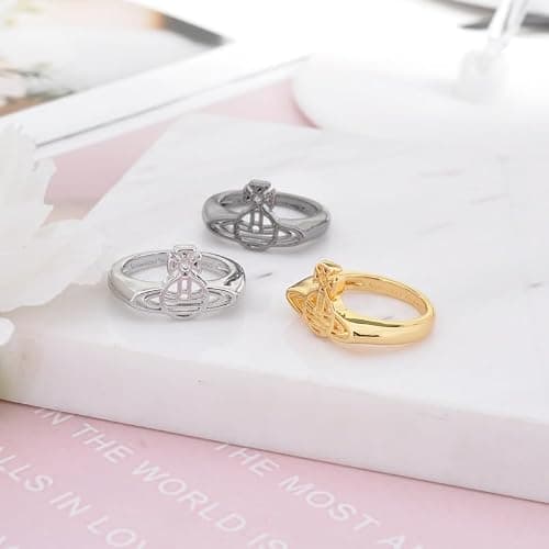 ZHAOZHAO Hollow Line Ring of Saturn for Women - Colorful Hollow Line Saturn Rings thumbnail 4