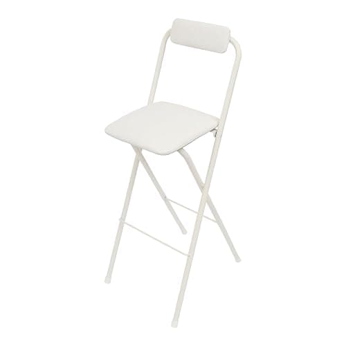 GSHIOIO Folding Bar Stool with Backrest, 29 Inch Leather Padded Counter Height Foldable Stool Portable Tall Foldable Chair 275LBS for Gardening Outdoor Kitchen Camping Shop Cafe (White, 1 Pack) - Image 1