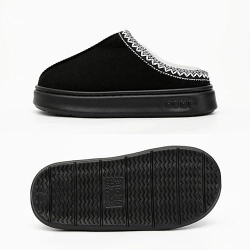 BERANMEY Cozy Fuzzy Platform Ankle Slippers for Womens Mens with Anti-Slip Sole, Warm Furry Lining for Indoor & Outdoor (Black, US Footwear Size System, Adult, Women, Numeric Range, Medium, 8.5, 9) thumbnail 8