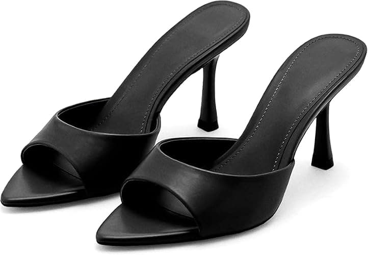 Wnshonzy Heeled Sandals For Women Pointed Open Toe High Heels Stiletto Pumps Mule Slip on Sexy Trendy Slingback - Image 1