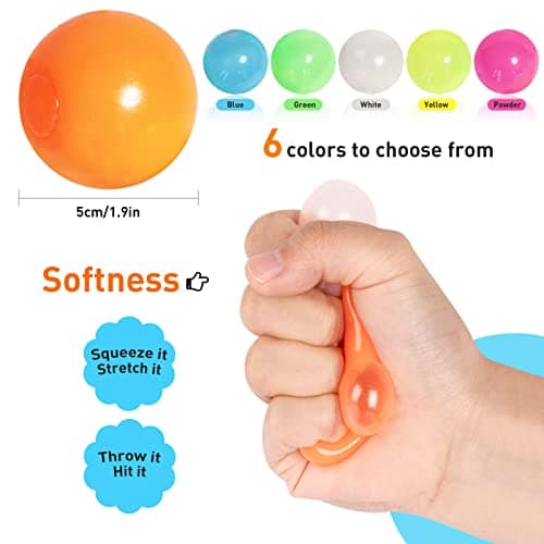 12pcs Sticky Ball Glow in Dark Fidget Sensory Balls - Valentines Day Gifts for Him Her Women Stress Relief Toys for Adults & Kids,Valentines Gift for Party Favors & Prizes Valentines Stocking Stuffers thumbnail 2