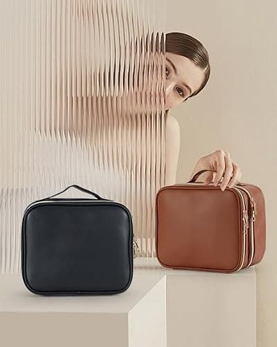 Stagiant Large Makeup Bag, Double Layer Makeup Case with Dividers Makeup Organizer Bag Cosmetic Train Case for Travel Makeup Brushes Palettes Sponge Toiletries thumbnail 5