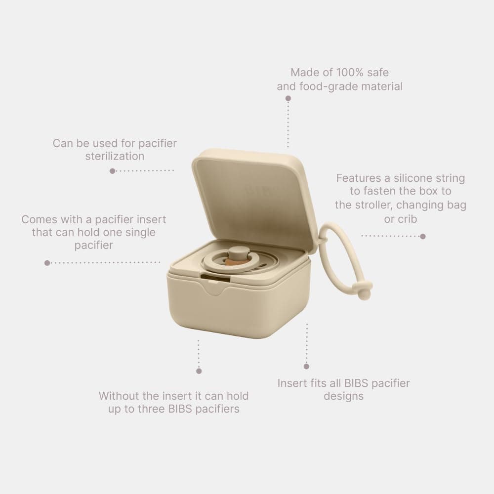 BIBS Pacifier Box with Strap. Soother Holder and Steriliser case. 100% BPA Free Food-Grade Material. Made in Denmark. Ivory thumbnail 5