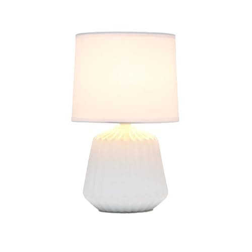 Simple Designs LT1120-OFF Petite Mini Pleated English Ceramic Base Table Lamp, Off White thumbnail 4