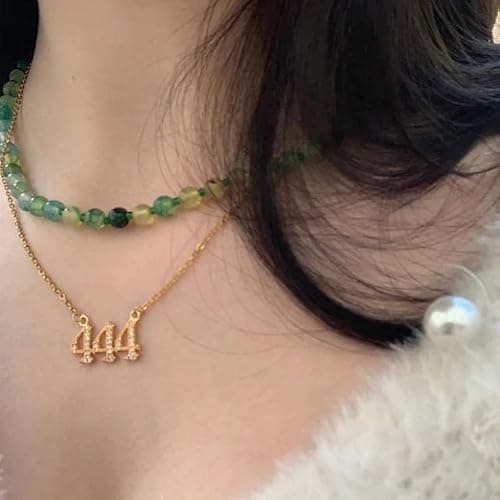 Nayaboo 14k Gold Angel Number Necklace, Dainty Pendants Necklace for Women, 111 222 333 444 555 666 777 888 999 Personalized Number Chain thumbnail 3