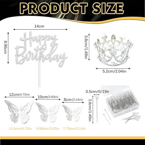DIY Birthday Flower Bouquet Accessories Includes 2 Inch x 10 Yards Glitter Happy Birthday Satin Ribbon, Bouquet Crown, Butterfly Decor and Rhinestone Flower Pins for Birthday Gifts (Happy Birthday) thumbnail 3