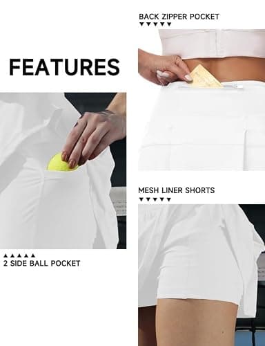 AugIris Women's Tennis Skirts High Waisted Athletic Golf Skorts with Pockets Skirts for Women Casual Workout Built-in Shorts thumbnail 4