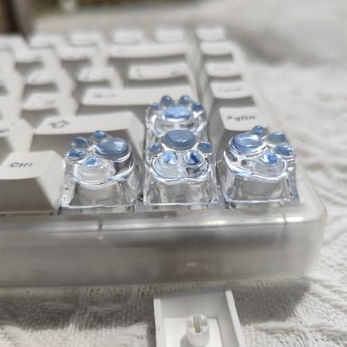 Elacgap Cat Claw Keycap Cute Drip Glue Backlight Keycaps DIY ESC Arrow Key Keycap Replacement for Cherry MX Gaming Mechanical Keyboard (4Keys Blue Transparent) thumbnail 2