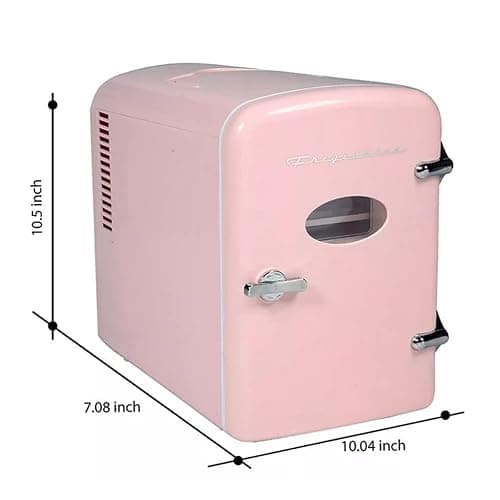 Frigidaire Retro 9-Can Mini Personal Fridge Portable Cooler for Car, Office, Bedroom, Dorm Room, or Cabin, 11.8" D x 7.1" W x 10.1" H, PINK thumbnail 3