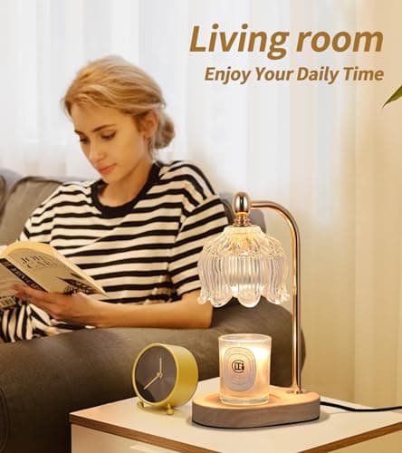 MEIXISUE Candle Warmer Lamp with Timer and Dimmer,Electric Gold Light Gifts for Women Melt Wax Warmer Lamp with 2 Bulbs for Candle Jars House Warming New Home Decor Bedroom thumbnail 3