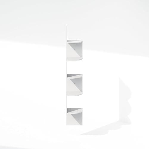 Furinno Rossi 5-Tier Floating Corner Shelf for Wall, Corner Zigzag Shelf Wall Mounted, Radial Wall Mount Shelves, for Home Office, Living Room, Bedroom, Bathroom, White thumbnail 6