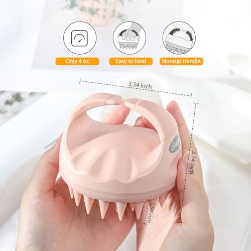 Sndyi Scalp Massager Shampoo Brush, Scalp Scrubber with Soft Silicone Bristles, Scalp Exfoliator for Dandruff Removal, Scalp Massager for Hair Growth, Wet Dry Hair Brush for Scalp Care, Pink thumbnail 4