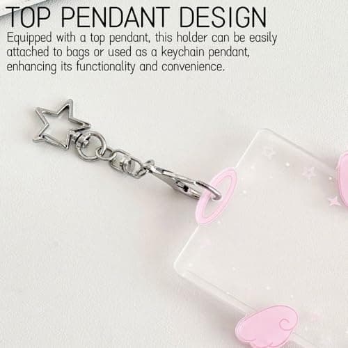 2-Piece Wing-Shaped Photocard Holder | Clear Acrylic ID Badge Display with Keychain Pendant Design | Versatile for Student, Credit, and Bus Cards | Ideal Gift for Fans thumbnail 5