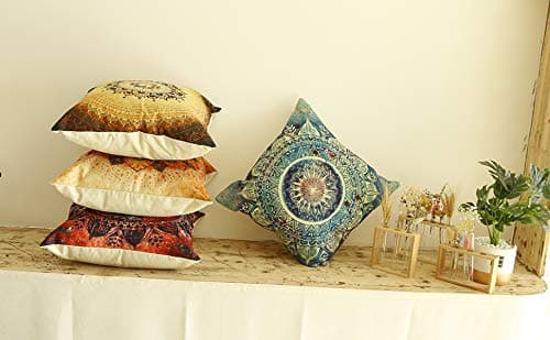 Jartinle Set of 4 Retro Floral Mandala Compass Medallion Bohemian Pillow Covers Boho Decor Hippie Throw Pillows Decorative for Sofa Couch 18 x 18 thumbnail 5