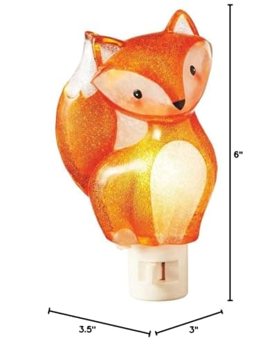 Sitting Woodland Fox Orange 3.5 x 6 Inch Acrylic Decorative Plug-In Wall Night Light thumbnail 2