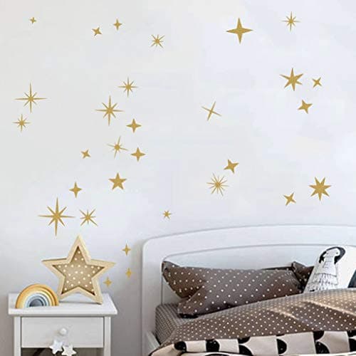 Sparkle Decals Star Wall Decals Nursery Wall Decal Kids Room Decor Stars Walls Art Murals Baby Room Star Stickers Peel and Stick Removable Decal Celestial Decoration(Vintage Gold) thumbnail 2