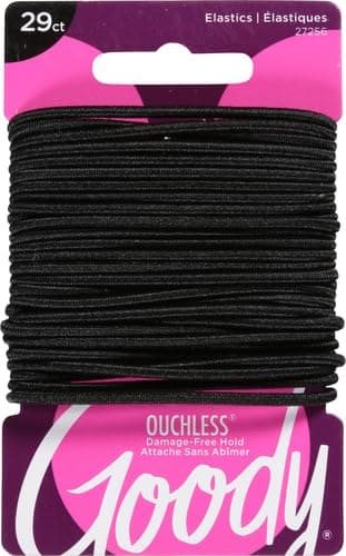 Goody Ouchless Womens Elastic Hair Tie - 29 Count, Black - 2MM for Fine to Medium Hair - Pain-Free Hair Accessories for Women Perfect for Long Lasting Braids, Ponytails and More thumbnail 2