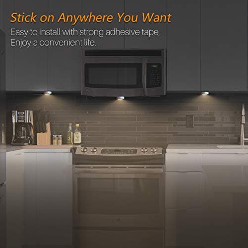 STAR-SPANGLED Push Tap Light, Mini Night Touch LED Puck Lamp, Portable Under Cabinet Lighting AAA Battery Operated Powered, DIY Stick On Lights for Closet, Counter, Kitchen (7cm, Warm White, 5 Pack) thumbnail 3