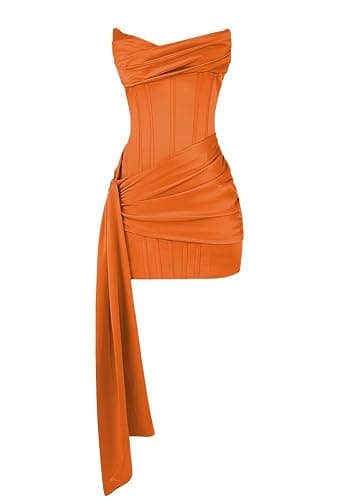 Yexinbridal Strapless Satin Homecoming Dresses for Teens 2026 Pockets Tight Bodycon Short Prom Dresses - Image 1