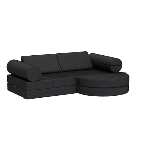 jela Kids Couch 14PCS Luxury, Floor Sofa Modular Furniture for Adults, Playhouse Play Set for Toddlers Babies, Modular Foam Play Couch, Modular Sofa (Charcoal, 57"x28"x18") thumbnail 4
