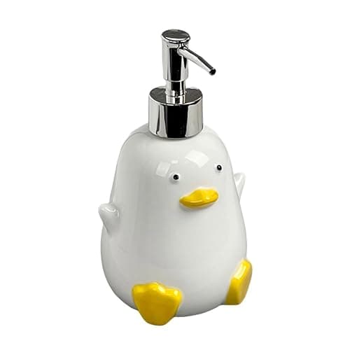 WAIT FLY Cute Duck Ceramic Soap Dispenser with Plasic Pump, Refillable Lotion Soap Bottle, Dish Soap Dispenser, Hand Soap Dispenser - Image 1