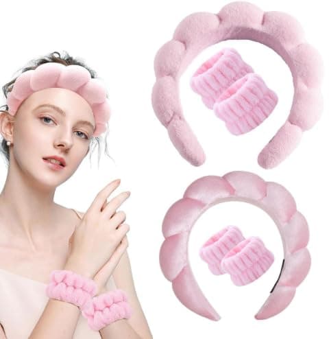 Spa Headband, Wrist Towels for Washing Face Soft Sponge Headbands for Women, Headband for Washing face with Wrist Strap, Hair Accessories for Skincare, Hair Accessories Headwear thumbnail 6