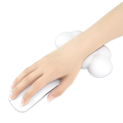Arisase Cloud Wrist Rest Cushion for Mouse Ergonomic Soft PU Leather Memory Foam Wrist Pain Relief Mouse Wrist Support Pad with Anti-Skid Base for Office School Home Laptop & Computer Mouse (White) thumbnail 9