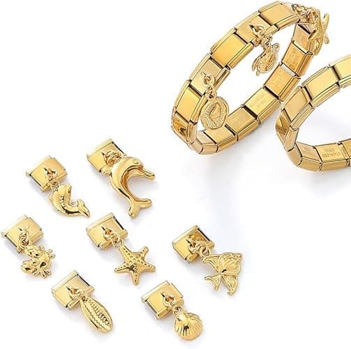 LCSDDWAS Gold Italian Charm Bracelet Set For Women Diy Handmade With Starter Brascelet, Assorted Charms And Opening Tools, 9mm Modular Italian Charm Bracelet Gold thumbnail 6