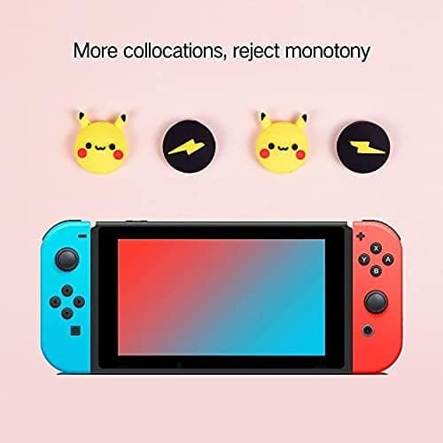 PERFECTSIGHT 4PCS Cute Thumb Grip Caps Compatible with Nintendo Switch/OLED/Lite Console, Kawaii Soft Skin Silicone 3D Analog Stick Button Cover for NS Joycon Controller, Joystick Cap, Black & White thumbnail 5