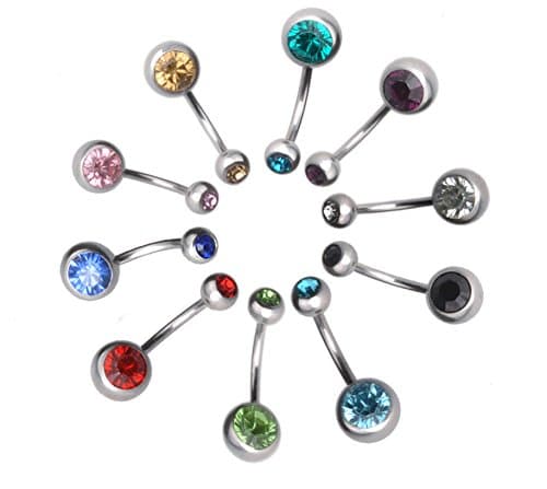 15 PCS Assorted Colors Belly Button Ring Surgical Steel Hypoallergenic Lead and Nickel Free,14 Gauge Navel Piercing Body Jewelry thumbnail 3