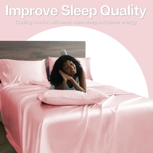 MR&HM Satin Pillowcase for Hair and Skin, Silk Satin Pillowcase 2 Pack, Standard Size Pillow Cases Set of 2, Silky Pillow Cover with Envelope Closure (20x26, Light Pink) thumbnail 5