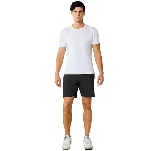 NIMENJOJA Mens 7" Sweat Shorts Cotton Workout Gym Jogger Lounge Shorts with Zipper Pockets thumbnail 2