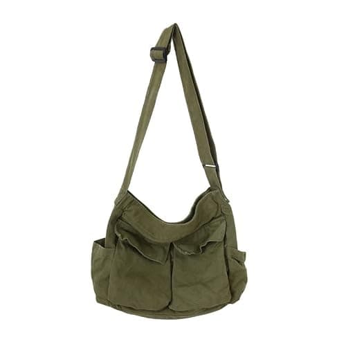 Canvas Messenger Bag Large Crossbody Bag with Multiple Pockets Canvas Shoulder Tote Bag for Women and Men - Image 1