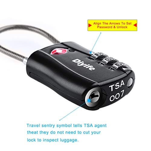 TSA Luggage Locks,3-Digit Security Padlock, [Newest Version] Diyife Combination Padlocks, Travel Code Lock for Suitcases, Luggage, Bag, Case, Backpack, Gym Lockers (Black&Blue&Red&Orange, 4 Pcs) thumbnail 2