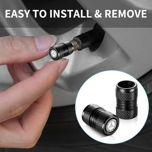 4-Pack Tire Valve Stem Caps for Mercedes Benz A C E S Class Series GLK CLA GLA GLC GLE CLS SLK, Car Decorative Accessories, Aluminum Alloy Valve Stem Caps-BC thumbnail 2