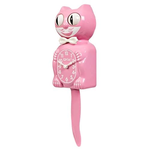 Kit-Cat Klock® Limited Edition Pink Satin kit - Iconic Retro Cat Clock with Moving Eyes and Tail, Battery Operated Wall Clock, Made in USA, Perfect for Home Decor, Mid-Century Modern Clock thumbnail 3
