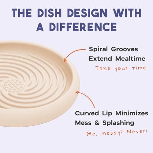Awoo Lick Dish - Silicone Lick Mat + Slow Feeder for Cats & Small Dogs - Non-Slip Design with Suction Cups - Dishwasher Safe, Extends Mealtime, Reduces Anxiety (Almond) thumbnail 4