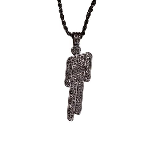EPRHAY Unisex Colourful Diamond Human Necklace,Sparkling Rhinestone Crooked Headed Pendant Necklace,Shining Multi-coloured Humanoid Shape Ornament,Stylish Hip Hop Stainless Steel Jewelry - Image 1