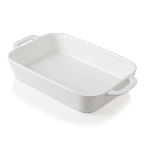 Sweejar Ceramic Bakeware Set, 9x13 Rectangular Baking Dish for Cooking, Kitchen, Cake Dinner, Banquet and Daily Use, Casserole Dishes for Oven Porcelain Baking Pans(White) - Image 1